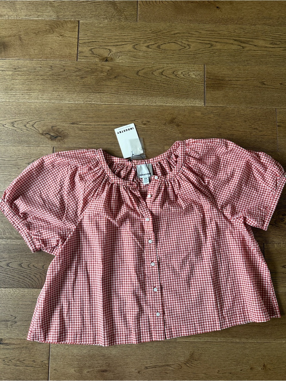 New Industry 100% Cotton Plaid Shirt Top Cottage Core Sz M